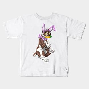 Bobtail BunnyCat: Chocolate Bicolor (Pink) Kids T-Shirt